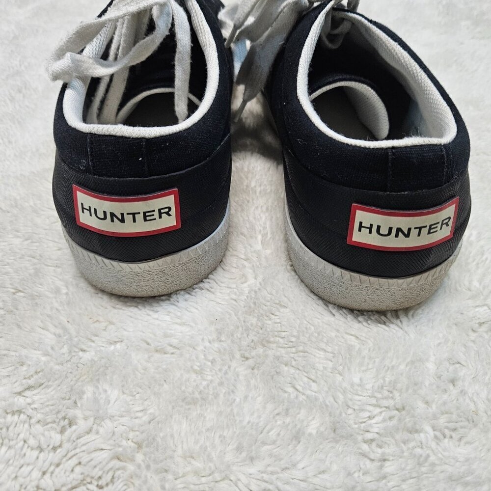 Hunter Black Canvas White Low Top Sneakers Men 12 Casual Classic Everyday Basic - Picture 4 of 8